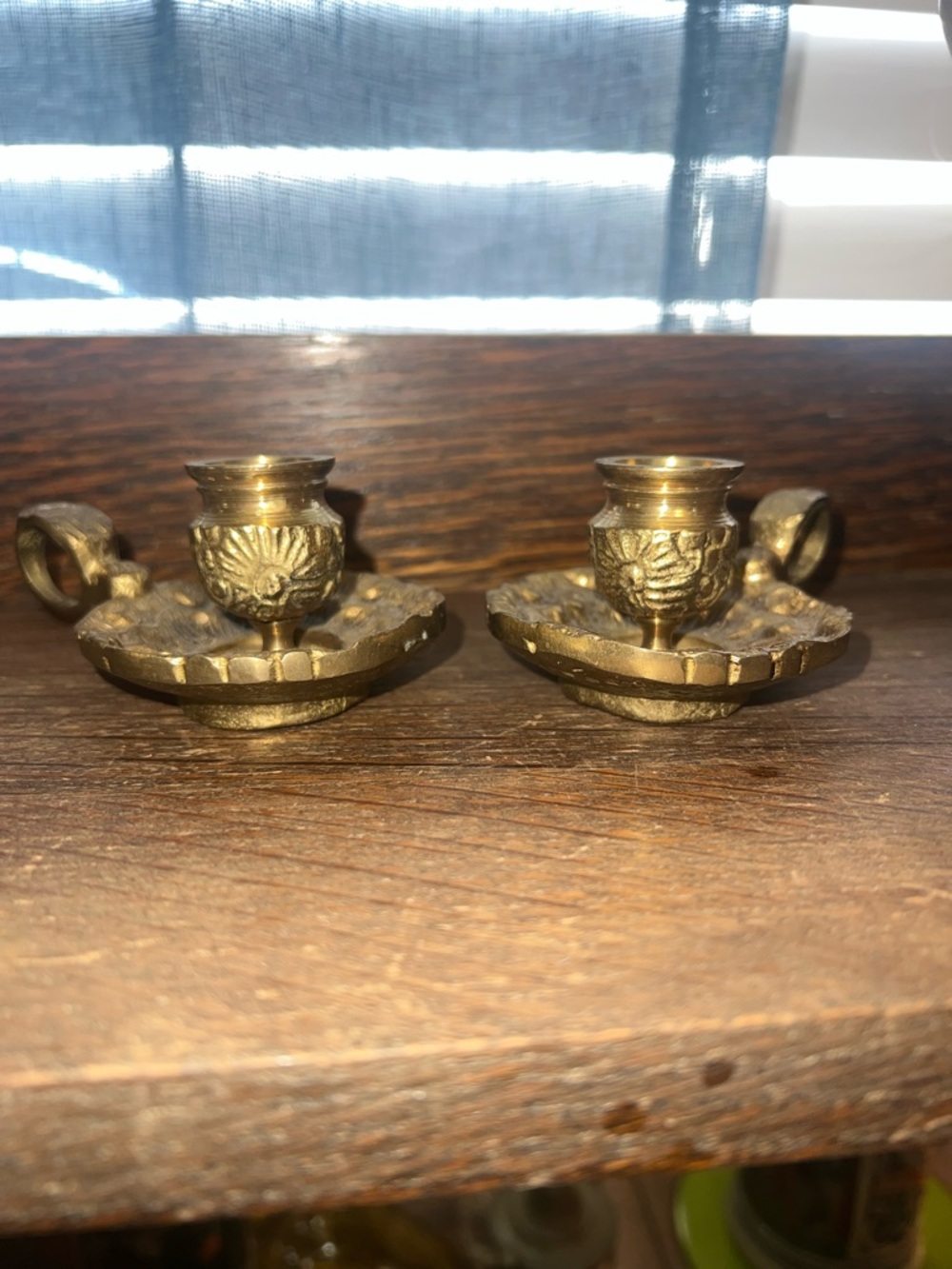 Brass Cottage Core Vintagr candlestick holders- Pair